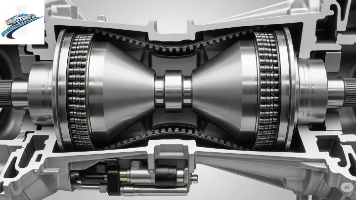 Qual é mais econômico câmbio automático ou manual? 4 Câmbio CVT aberto ao meio, mostrando seu funcionamento interno