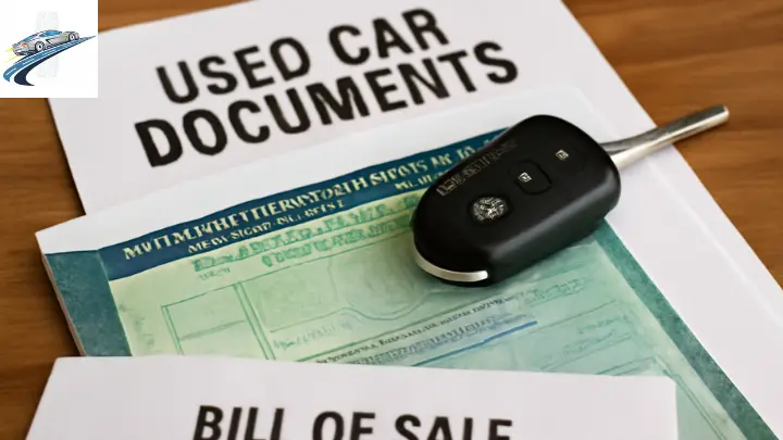 Documentos de carro usados sobre uma mesa, com destaque para CRLV