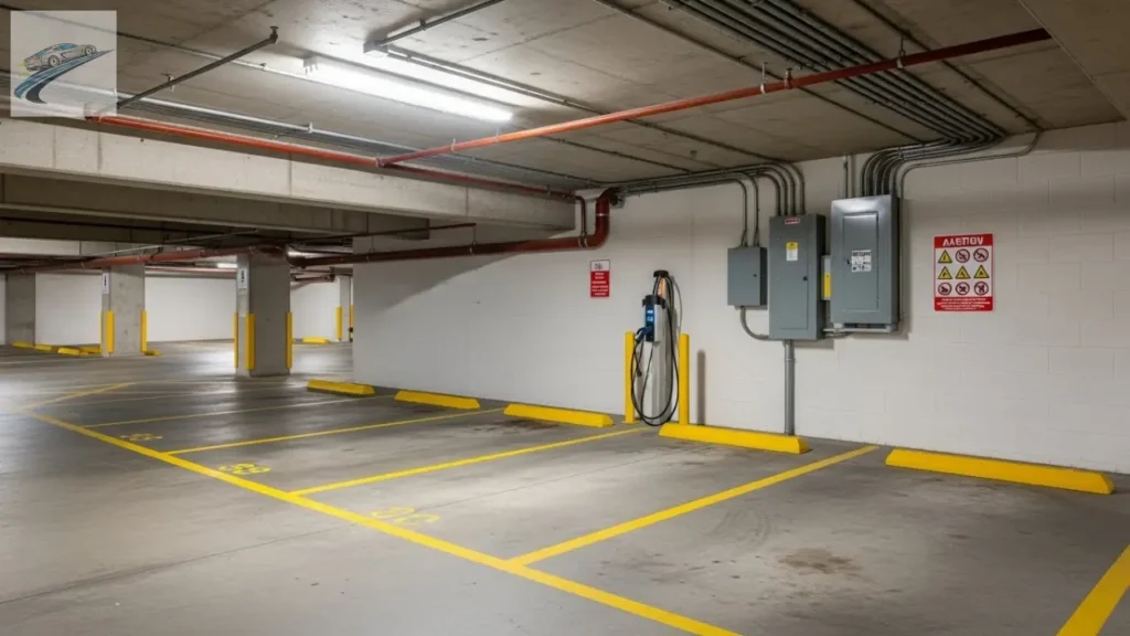 BYD e as tendências de carros elétricos 5 Ponto de recarga instalado em garagem de condomínio.