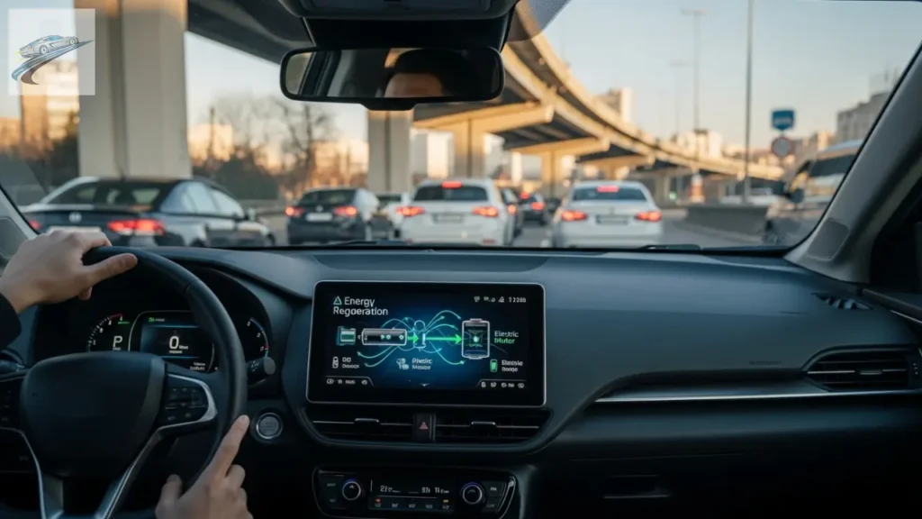 Painel mostrando regeneração de energia durante congestionamento.
