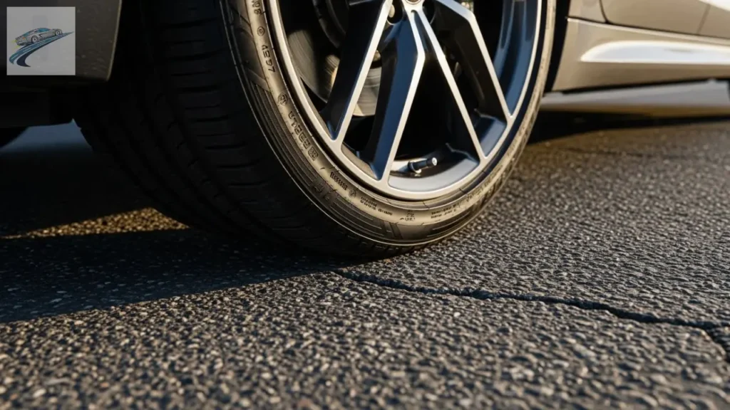 BYD e as tendências de carros elétricos 8 Pneu de carro em asfalto irregular típico de grandes cidades.