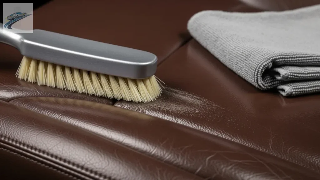 Escovação suave para remover sujeira impregnada em couro automotivo.