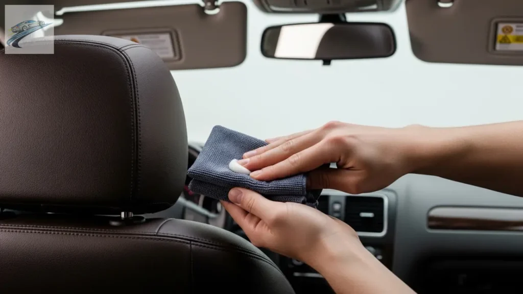 Limpar Bancos de Couro: Aplicação de condicionador em camada fina para proteger banco de couro.